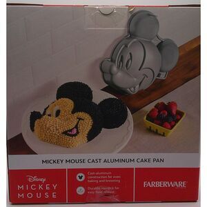 Disney Mickey Mouse Cast Aluminum Cake Pan Mold Farberware Non-Stick NEW Sealed